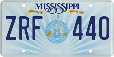 MS license plate ZRF440