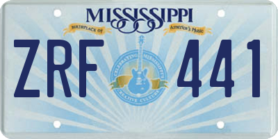 MS license plate ZRF441