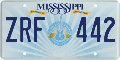 MS license plate ZRF442