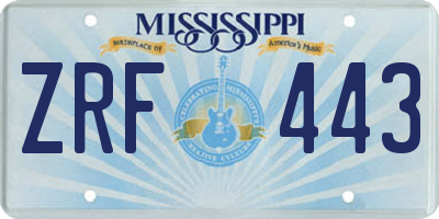 MS license plate ZRF443