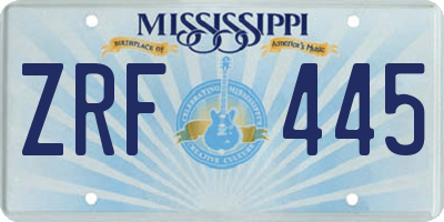 MS license plate ZRF445