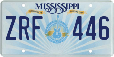 MS license plate ZRF446