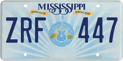 MS license plate ZRF447