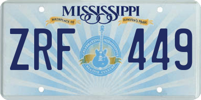 MS license plate ZRF449
