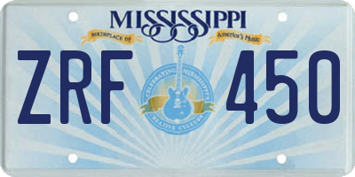 MS license plate ZRF450