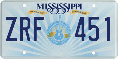 MS license plate ZRF451