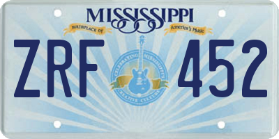 MS license plate ZRF452