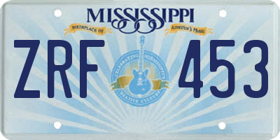 MS license plate ZRF453