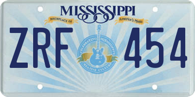 MS license plate ZRF454
