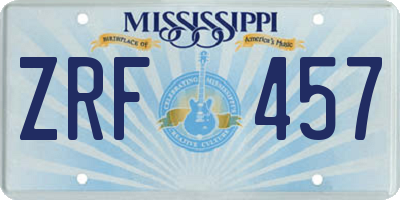 MS license plate ZRF457