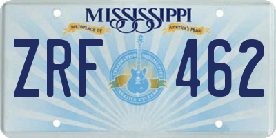 MS license plate ZRF462
