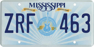 MS license plate ZRF463