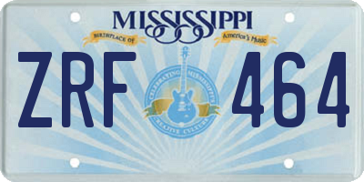 MS license plate ZRF464