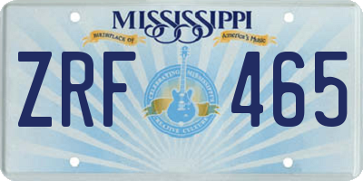 MS license plate ZRF465