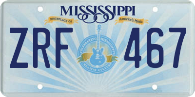 MS license plate ZRF467