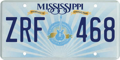 MS license plate ZRF468