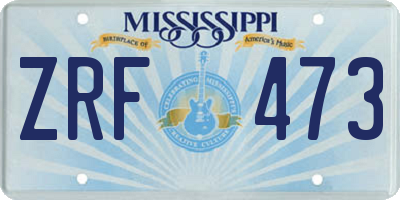 MS license plate ZRF473