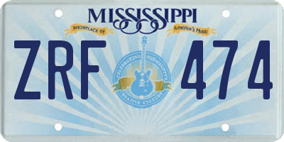 MS license plate ZRF474