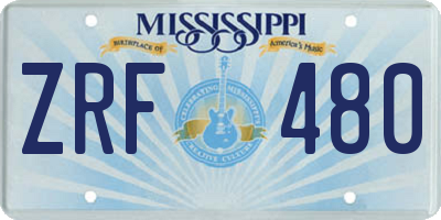 MS license plate ZRF480