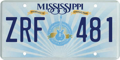 MS license plate ZRF481