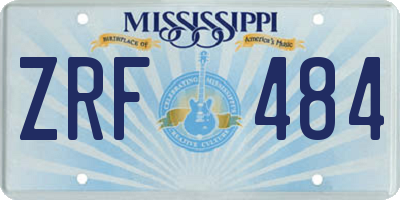 MS license plate ZRF484