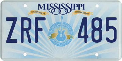 MS license plate ZRF485