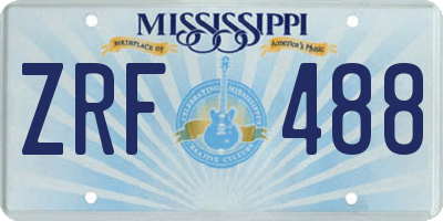 MS license plate ZRF488