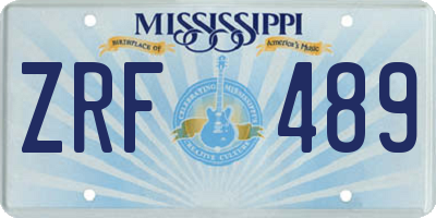 MS license plate ZRF489