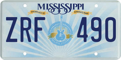 MS license plate ZRF490