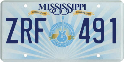 MS license plate ZRF491