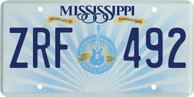 MS license plate ZRF492