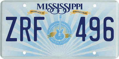 MS license plate ZRF496