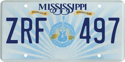 MS license plate ZRF497