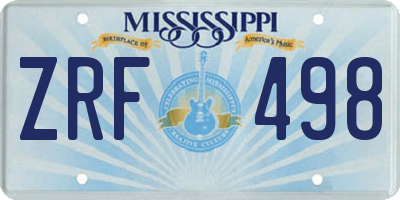 MS license plate ZRF498