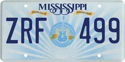 MS license plate ZRF499