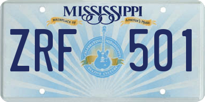 MS license plate ZRF501