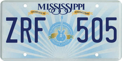 MS license plate ZRF505