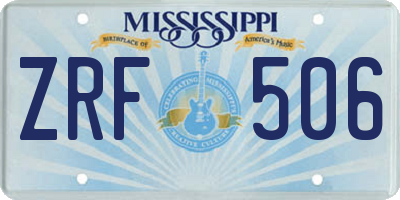 MS license plate ZRF506