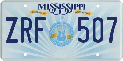 MS license plate ZRF507