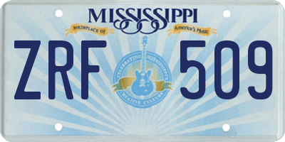 MS license plate ZRF509