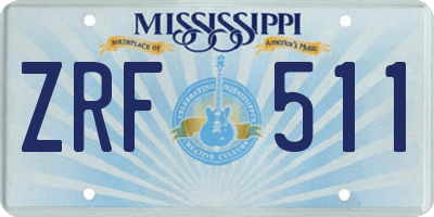MS license plate ZRF511