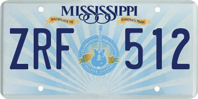 MS license plate ZRF512
