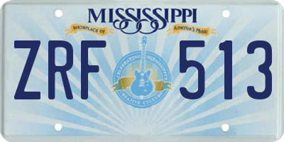 MS license plate ZRF513
