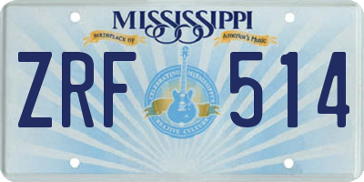 MS license plate ZRF514