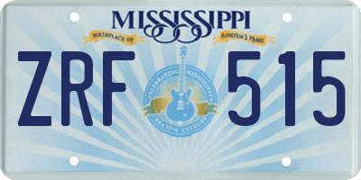MS license plate ZRF515
