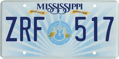 MS license plate ZRF517