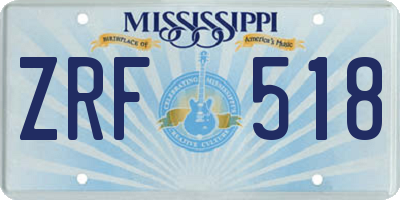 MS license plate ZRF518