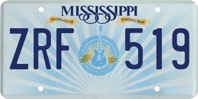 MS license plate ZRF519