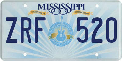 MS license plate ZRF520