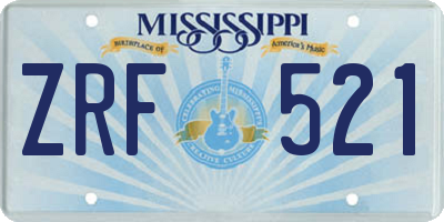 MS license plate ZRF521